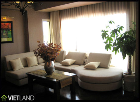 Luxurious serviced apartment with gym, swimming pool, garden, lake view….with garage for rent in Ha Noi, 3 beds, full furnished